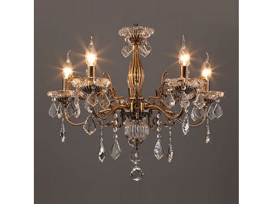 Подвесная люстра Eurosvet Elisha 3281/5 античная бронза/прозрачный хрусталь Strotskis