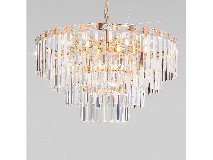 Подвесная люстра Eurosvet Elegante 10130/10 золото/прозрачный хрусталь Strotskis