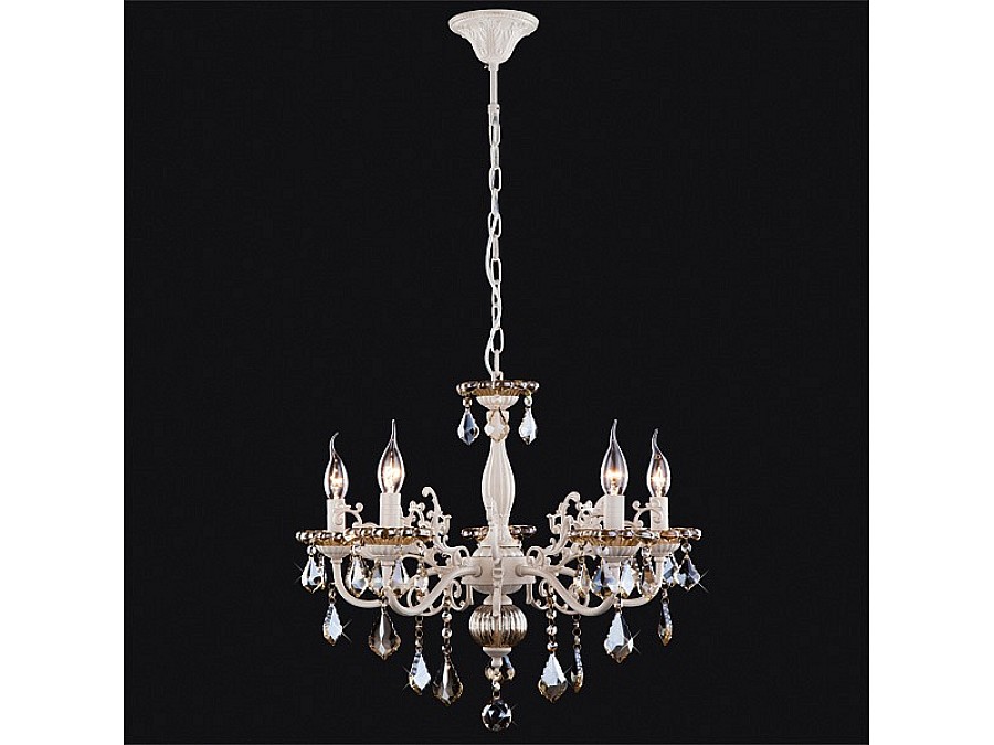 Подвесная люстра Eurosvet Elisha 3281/5 белый с золотом/тонированный хрусталь Strotskis