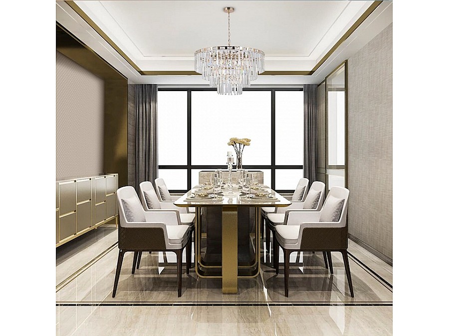 Подвесная люстра Eurosvet Elegante 10130/10 золото/прозрачный хрусталь Strotskis