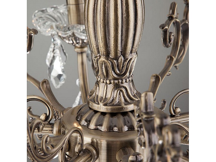 Подвесная люстра Eurosvet Elisha 3281/5 античная бронза/прозрачный хрусталь Strotskis