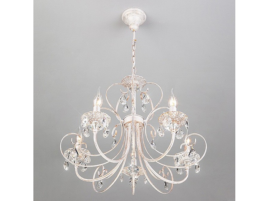 Подвесная люстра Eurosvet Alda 3305/5 белый с золотом/прозрачный хрусталь Strotskis