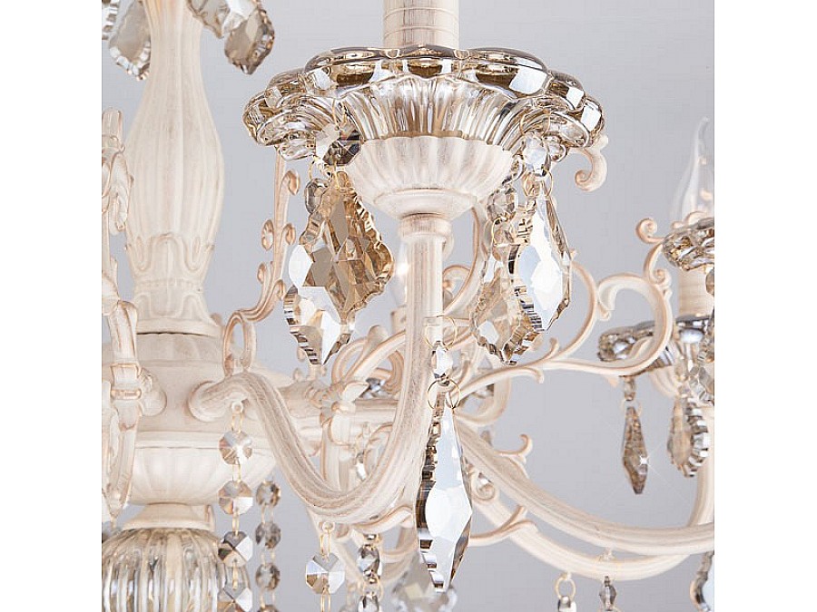 Подвесная люстра Eurosvet Elisha 3281/8 белый с золотом/тонированный хрусталь Strotskis