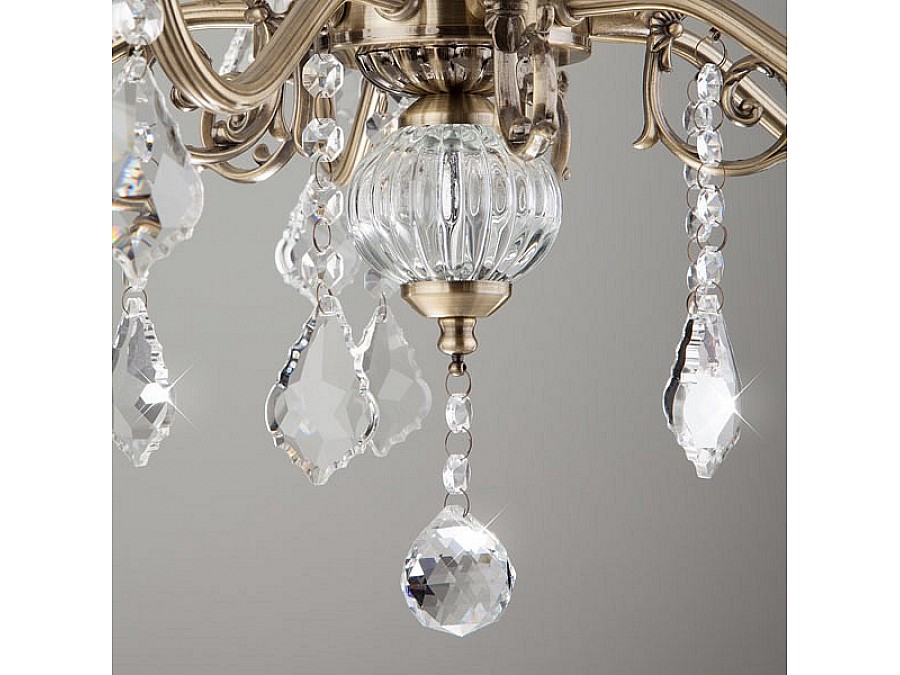 Подвесная люстра Eurosvet Elisha 3281/5 античная бронза/прозрачный хрусталь Strotskis