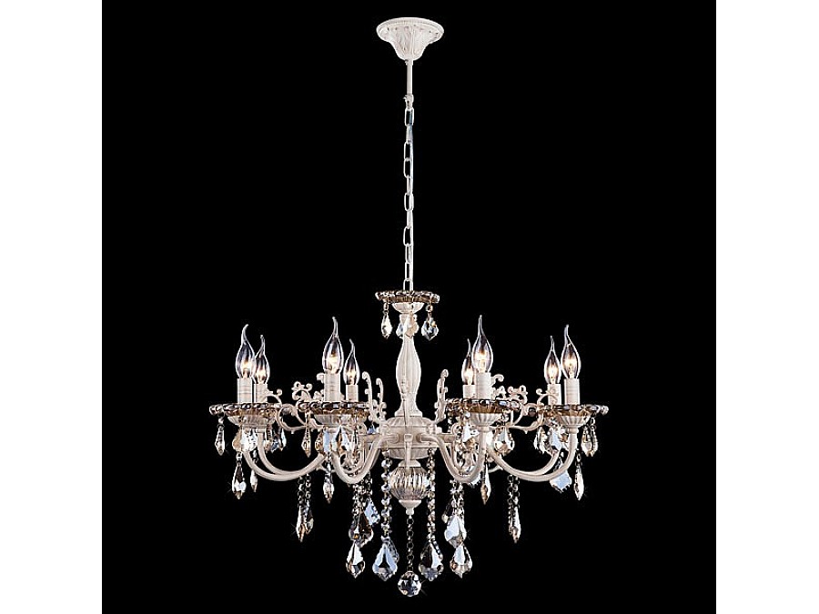 Подвесная люстра Eurosvet Elisha 3281/8 белый с золотом/тонированный хрусталь Strotskis