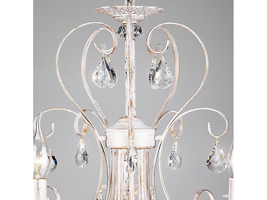 Подвесная люстра Eurosvet Alda 3305/5 белый с золотом/прозрачный хрусталь Strotskis