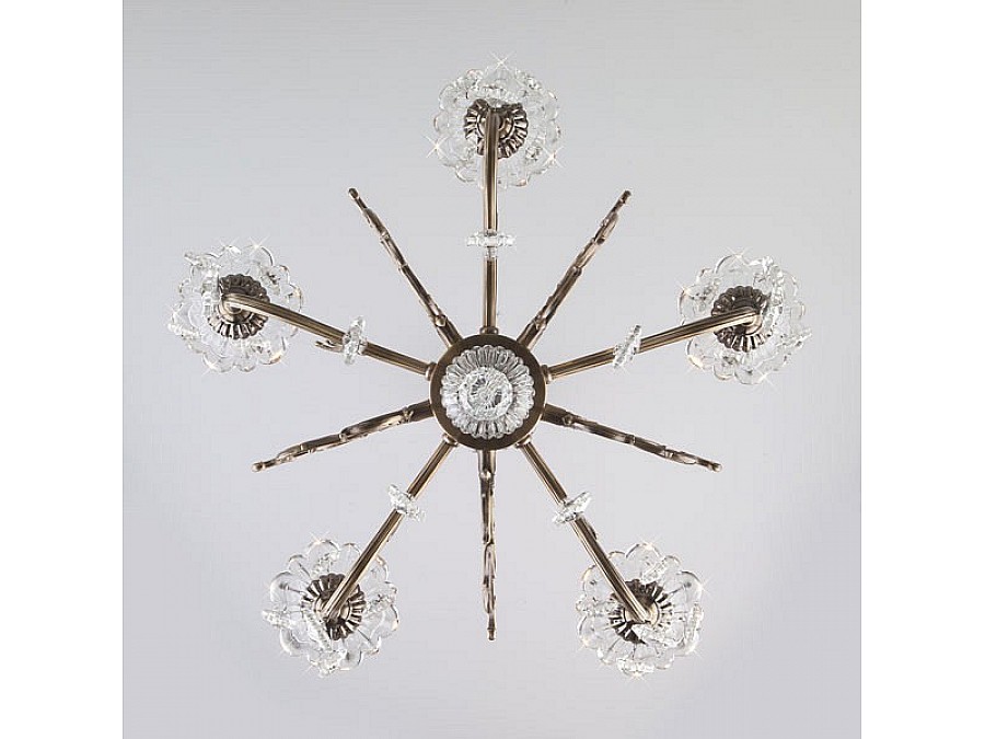 Подвесная люстра Eurosvet Elisha 3281/5 античная бронза/прозрачный хрусталь Strotskis