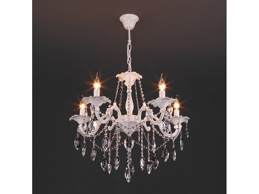 Подвесная люстра Eurosvet Veletta 10108/5 белый/прозрачный хрусталь Strotskis