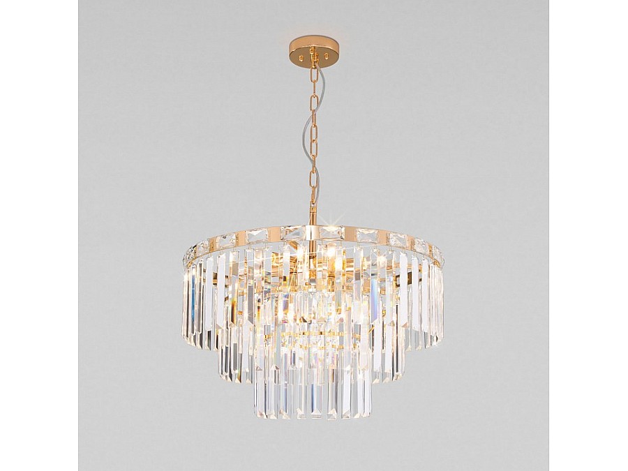 Подвесная люстра Eurosvet Elegante 10130/8 золото/прозрачный хрусталь Strotskis