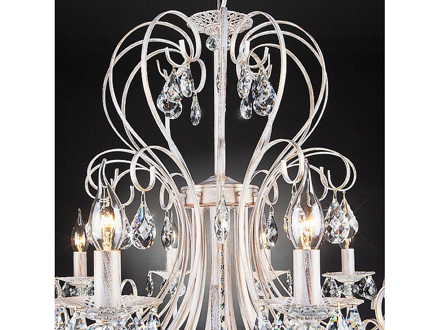 Подвесная люстра Eurosvet Alda 3305/12 белый с золотом/прозрачный хрусталь Strotskis