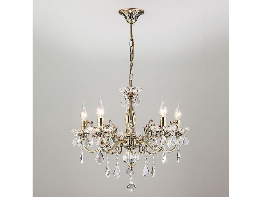 Подвесная люстра Eurosvet Elisha 3281/5 античная бронза/прозрачный хрусталь Strotskis