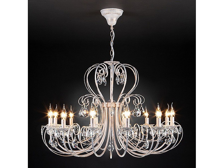 Подвесная люстра Eurosvet Alda 3305/12 белый с золотом/прозрачный хрусталь Strotskis