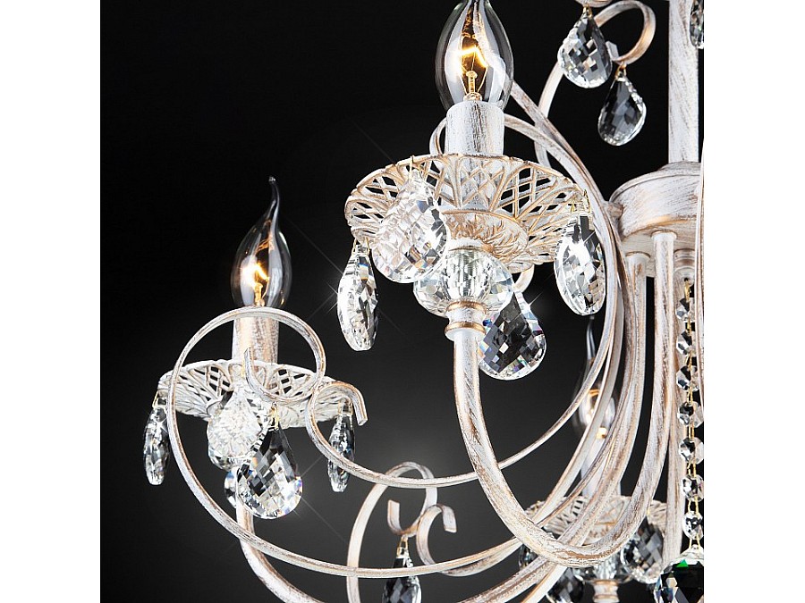 Подвесная люстра Eurosvet Alda 3305/5 белый с золотом/прозрачный хрусталь Strotskis