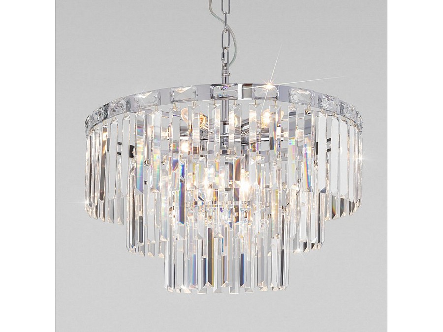 Подвесная люстра Eurosvet Elegante 10130/8 хром/прозрачный хрусталь Strotskis