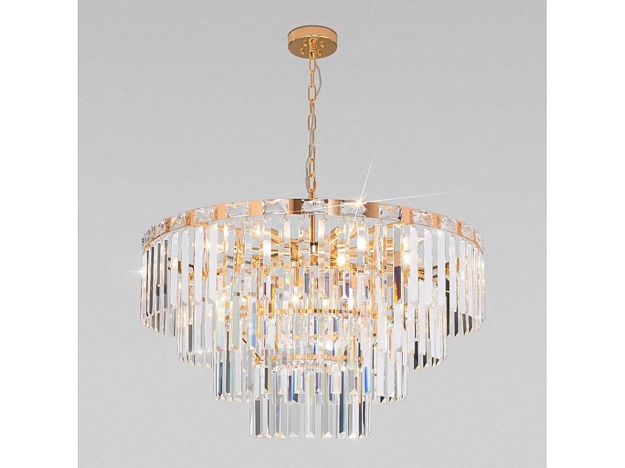 Подвесная люстра Eurosvet Elegante 10130/10 золото/прозрачный хрусталь Strotskis