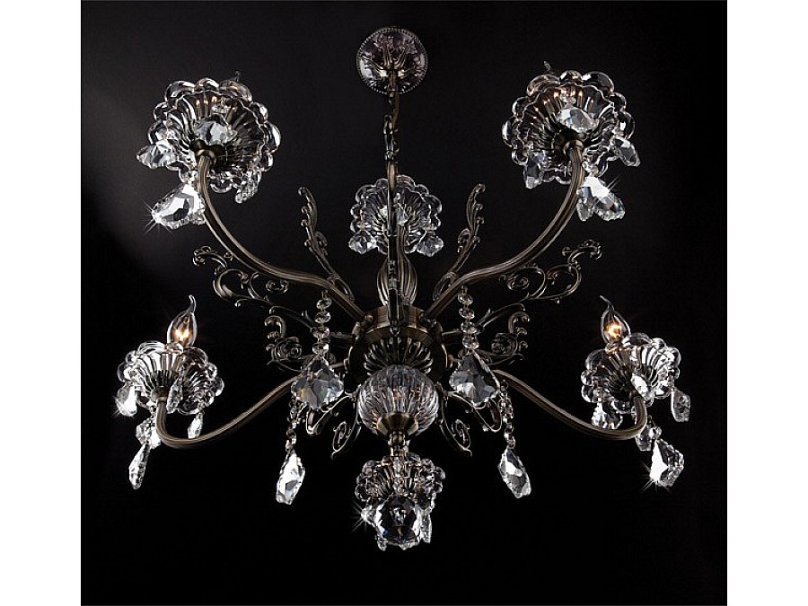 Подвесная люстра Eurosvet Elisha 3281/5 античная бронза/прозрачный хрусталь Strotskis