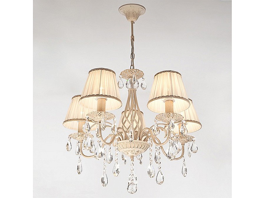 Подвесная люстра Eurosvet Amelia 10054/5 белый с золотом/прозрачный хрусталь Strotskis
