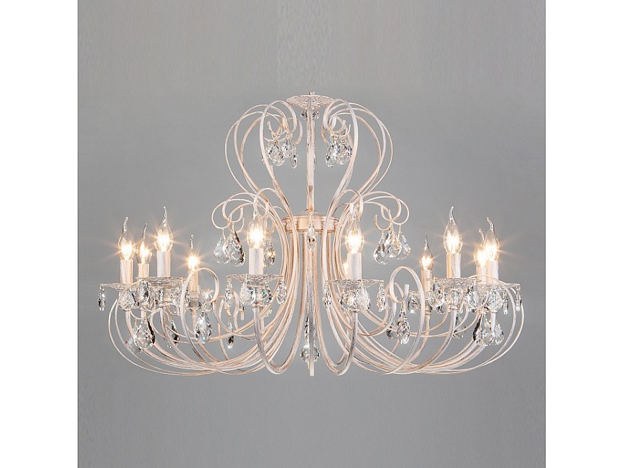 Подвесная люстра Eurosvet Alda 3305/12 белый с золотом/прозрачный хрусталь Strotskis