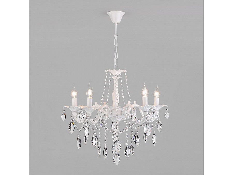 Подвесная люстра Eurosvet Veletta 10108/5 белый/прозрачный хрусталь Strotskis