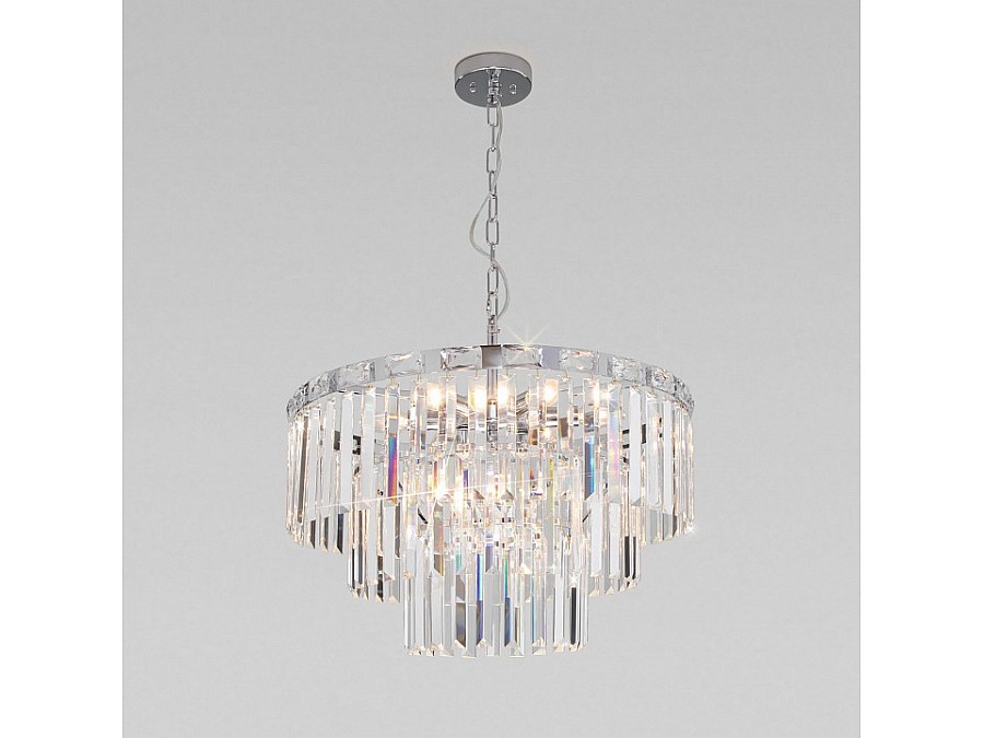 Подвесная люстра Eurosvet Elegante 10130/8 хром/прозрачный хрусталь Strotskis
