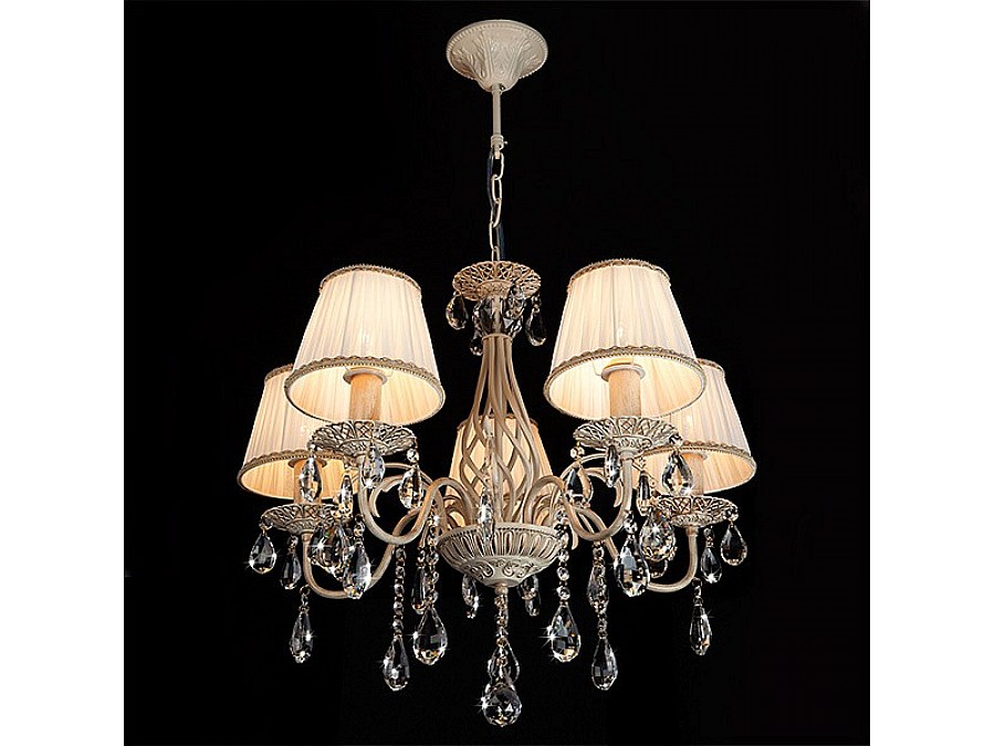 Подвесная люстра Eurosvet Amelia 10054/5 белый с золотом/прозрачный хрусталь Strotskis