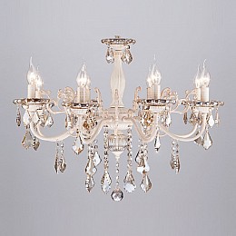 Подвесная люстра Eurosvet Elisha 3281/8 белый с золотом/тонированный хрусталь Strotskis