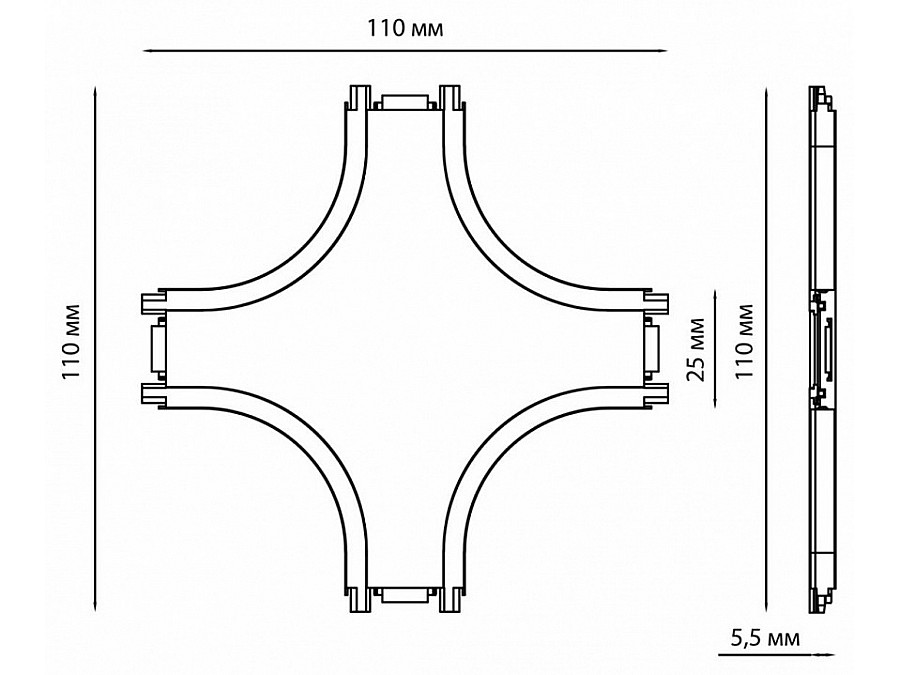 Соединитель X-образный для треков Novotech Smal 135211