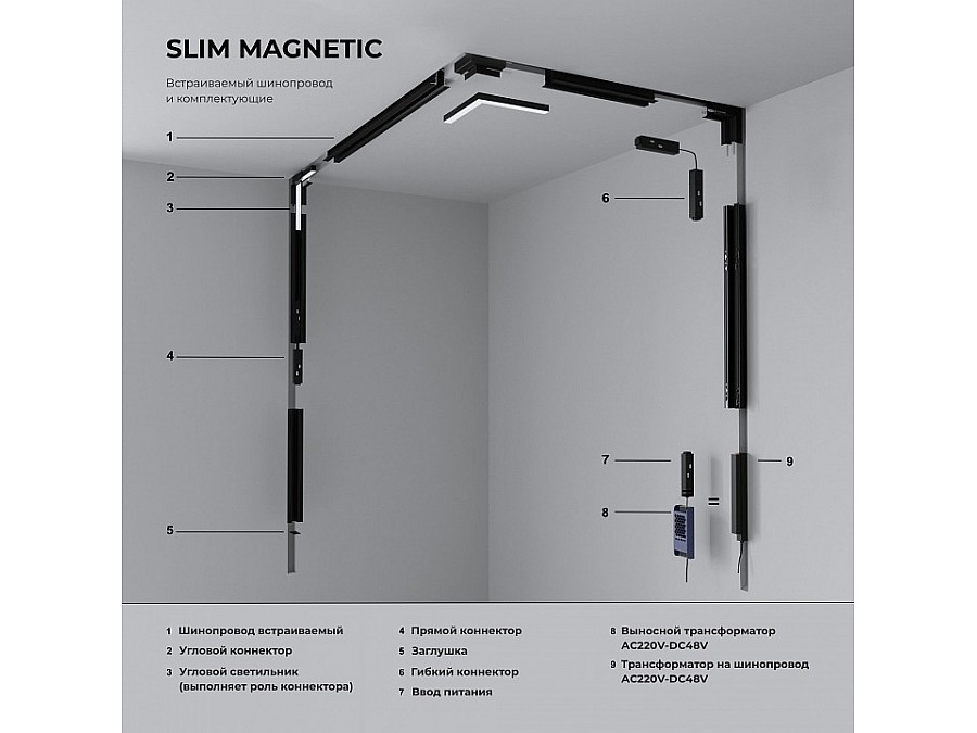 Соединитель угловой внутренний для треков встраиваемых Elektrostandard Slim Magnetic a067499