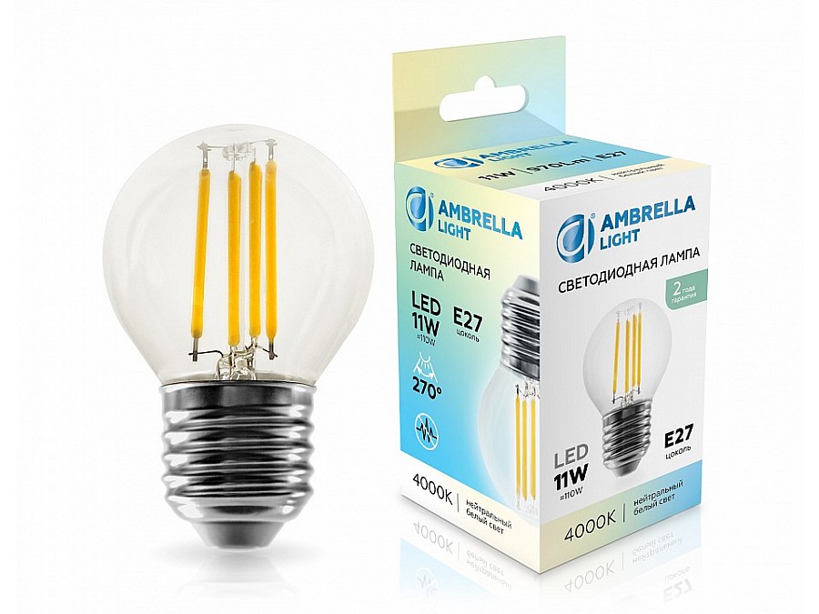 Лампа светодиодная Ambrella Light G45 E27 11Вт 4000K 451124
