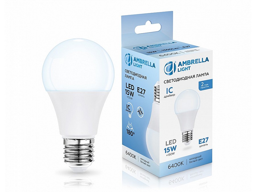 Лампа светодиодная Ambrella Light A60 E27 15Вт 6400K 601506