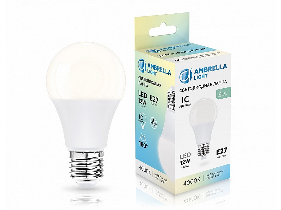 Лампа светодиодная Ambrella Light A60 E27 12Вт 4000K 601204