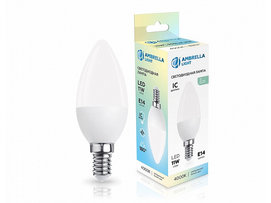 Лампа светодиодная Ambrella Light C37 E14 11Вт 4000K 371114