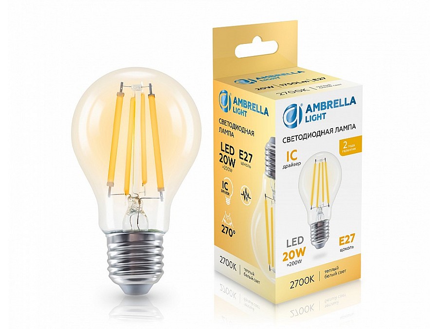 Лампа светодиодная Ambrella Light A60 E27 20Вт 2700K 602013