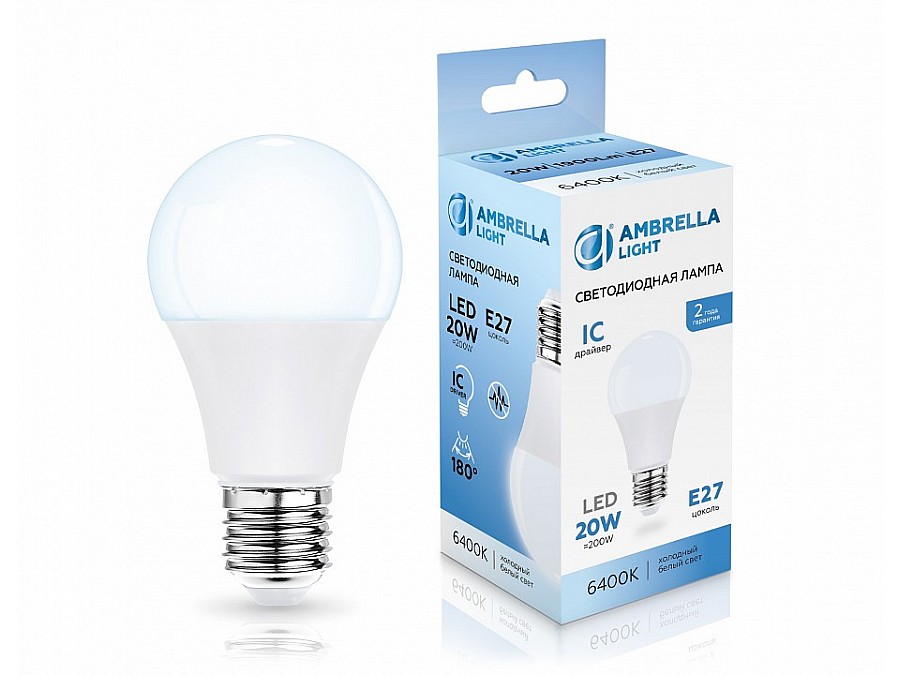 Лампа светодиодная Ambrella Light A60 E27 20Вт 6400K 602006
