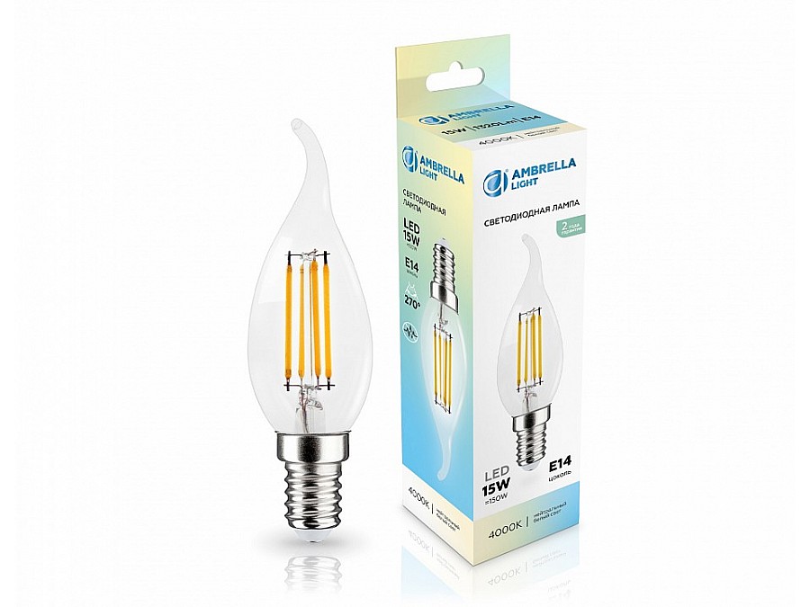 Лампа светодиодная Ambrella Light C35 E14 15Вт 4000K 351524