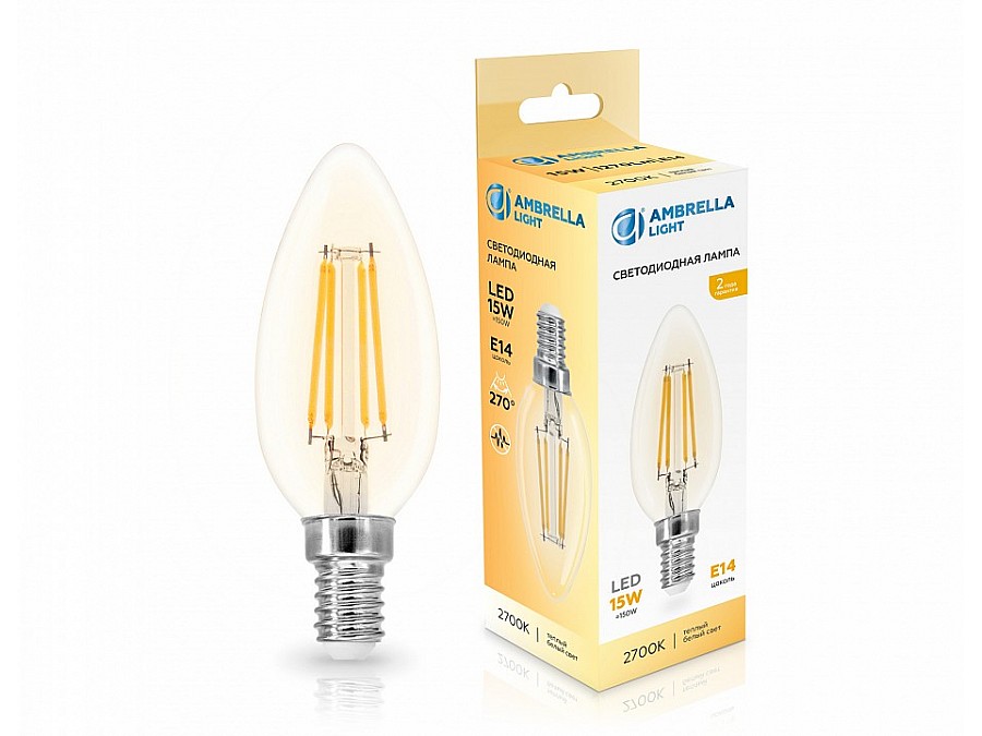 Лампа светодиодная Ambrella Light C35 E14 15Вт 2700K 351513