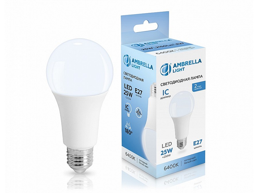 Лампа светодиодная Ambrella Light A65 E27 25Вт 6400K 652506