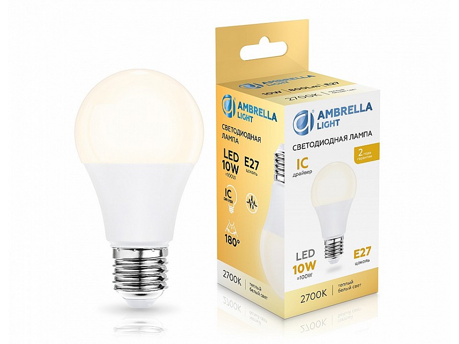 Лампа светодиодная Ambrella Light A60 E27 10Вт 2700K 601003