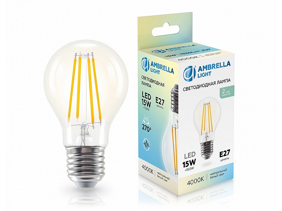 Лампа светодиодная Ambrella Light A60 E27 15Вт 4000K 601514