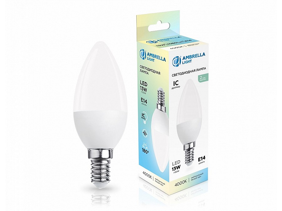 Лампа светодиодная Ambrella Light C37 E14 13Вт 4000K 371314