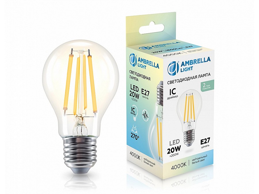 Лампа светодиодная Ambrella Light A60 E27 20Вт 4000K 602014
