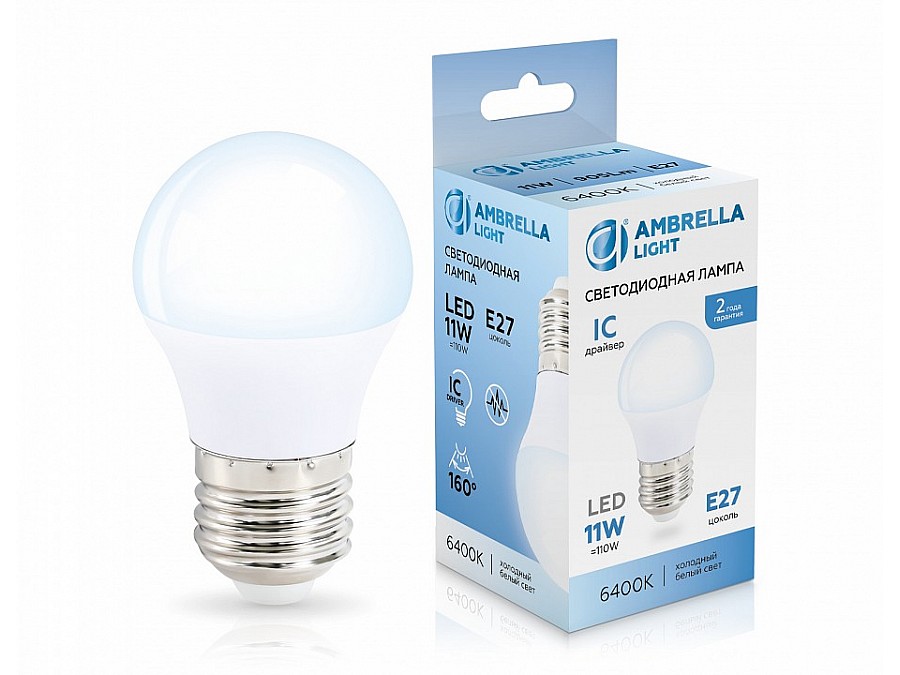 Лампа светодиодная Ambrella Light G45 E27 11Вт 6400K 451106