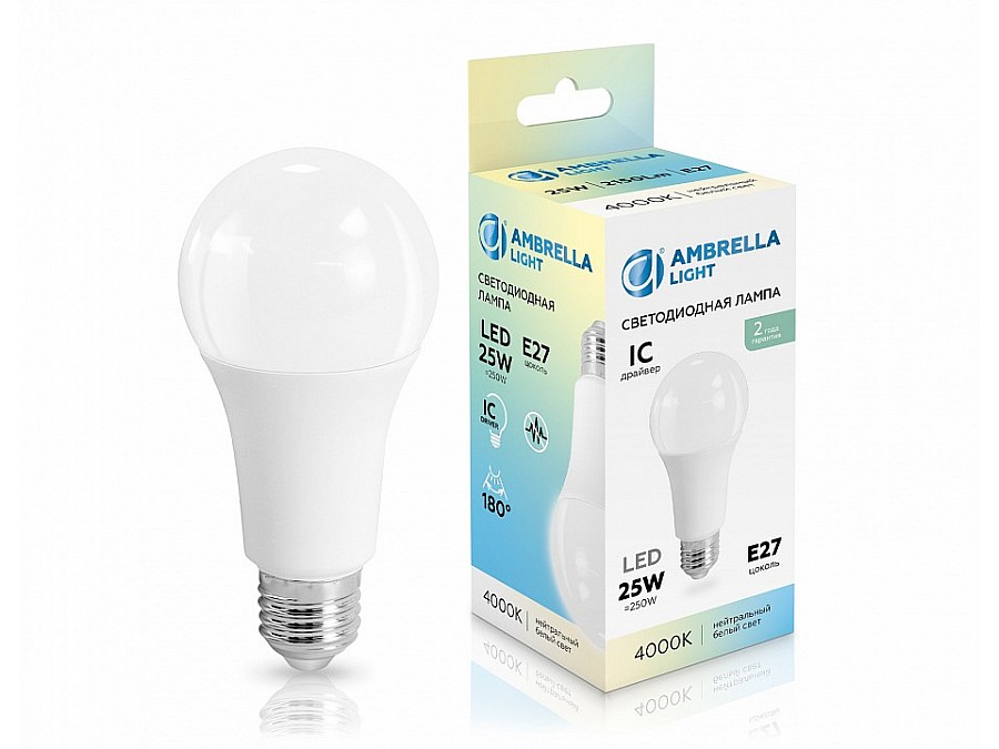 Лампа светодиодная Ambrella Light A65 E27 25Вт 4000K 652504