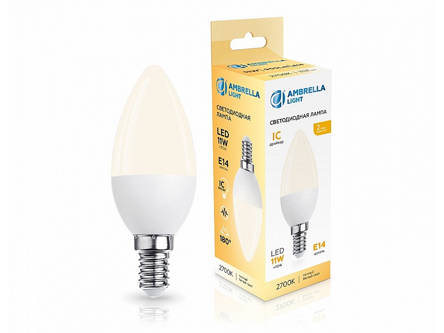 Лампа светодиодная Ambrella Light C37 E14 11Вт 2700K 371113