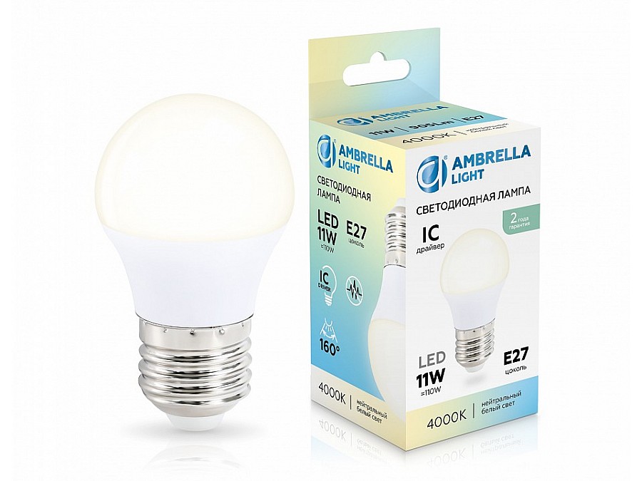 Лампа светодиодная Ambrella Light G45 E27 11Вт 4000K 451104