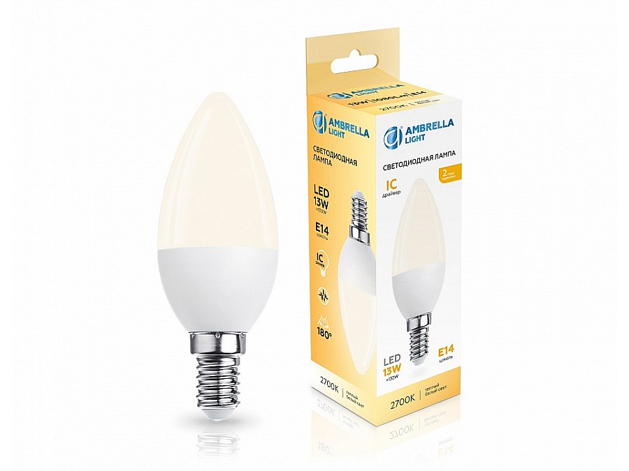Лампа светодиодная Ambrella Light C37 E14 13Вт 2700K 371313