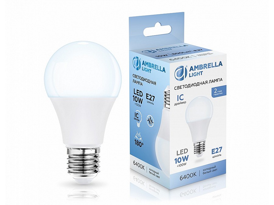 Лампа светодиодная Ambrella Light A60 E27 10Вт 6400K 601006