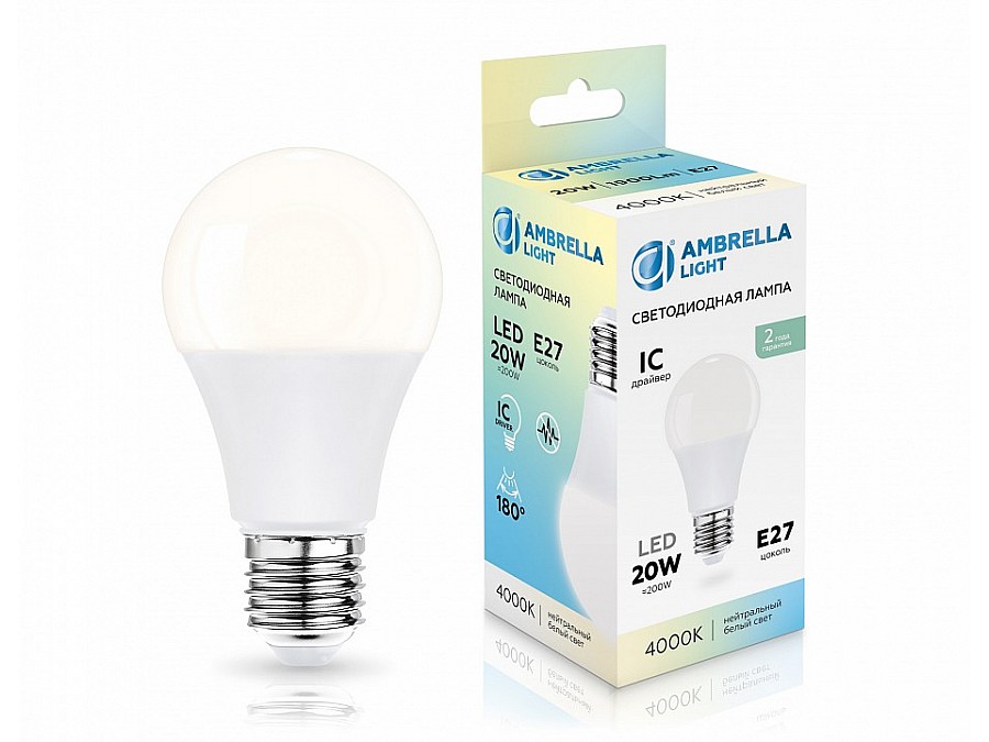 Лампа светодиодная Ambrella Light A60 E27 20Вт 4000K 602004