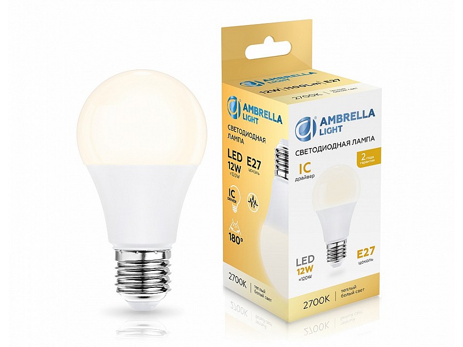 Лампа светодиодная Ambrella Light A60 E27 12Вт 2700K 601203