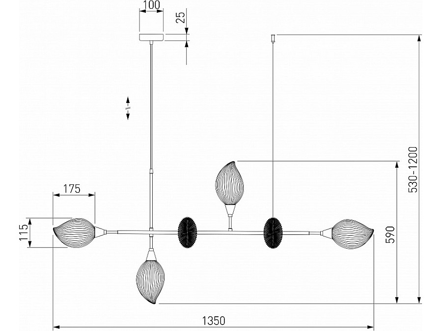 Люстра на штанге Eurosvet Sinki 30188/6 черный